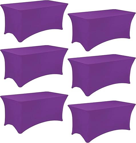 Miniatura 76 de Paquete de 3 manteles de elastano de 6 pies, lavables, resistentes a las arrugas, elásticos para mesas plegables, bodas, fiestas, cumpleaños