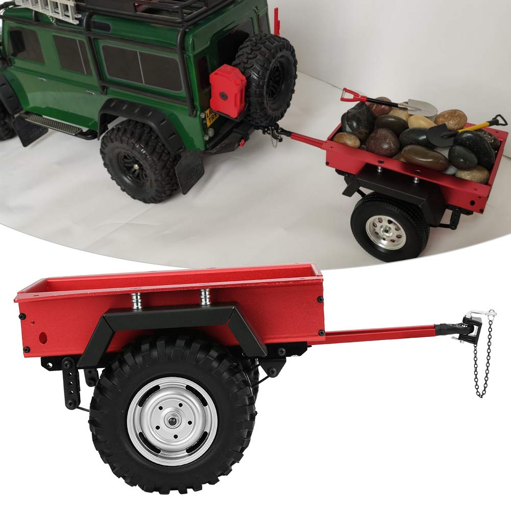 Shanrya Coche del Remolque de RC, Remolque de Aluminio del Coche del RC, Tractor del RC de la Alta simulación, para el vehículo del RC del Coche de 1/10 RC Rojo