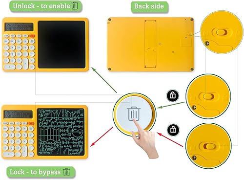 Miniatura 5 de Calculadora y bloc de notas 2 en 1 con pantalla de tiempo y temperatura. Lectura de 10 dígitos, 1 lápiz capacitivo 2 escribir, dibujar, garabatear