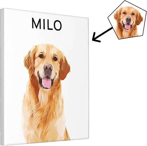 Retrato personalizado de acuarela de perro/gato de la foto, decoraciones de lienzo enmarcado, retrato de mascota personalizado, regalo del dueño del