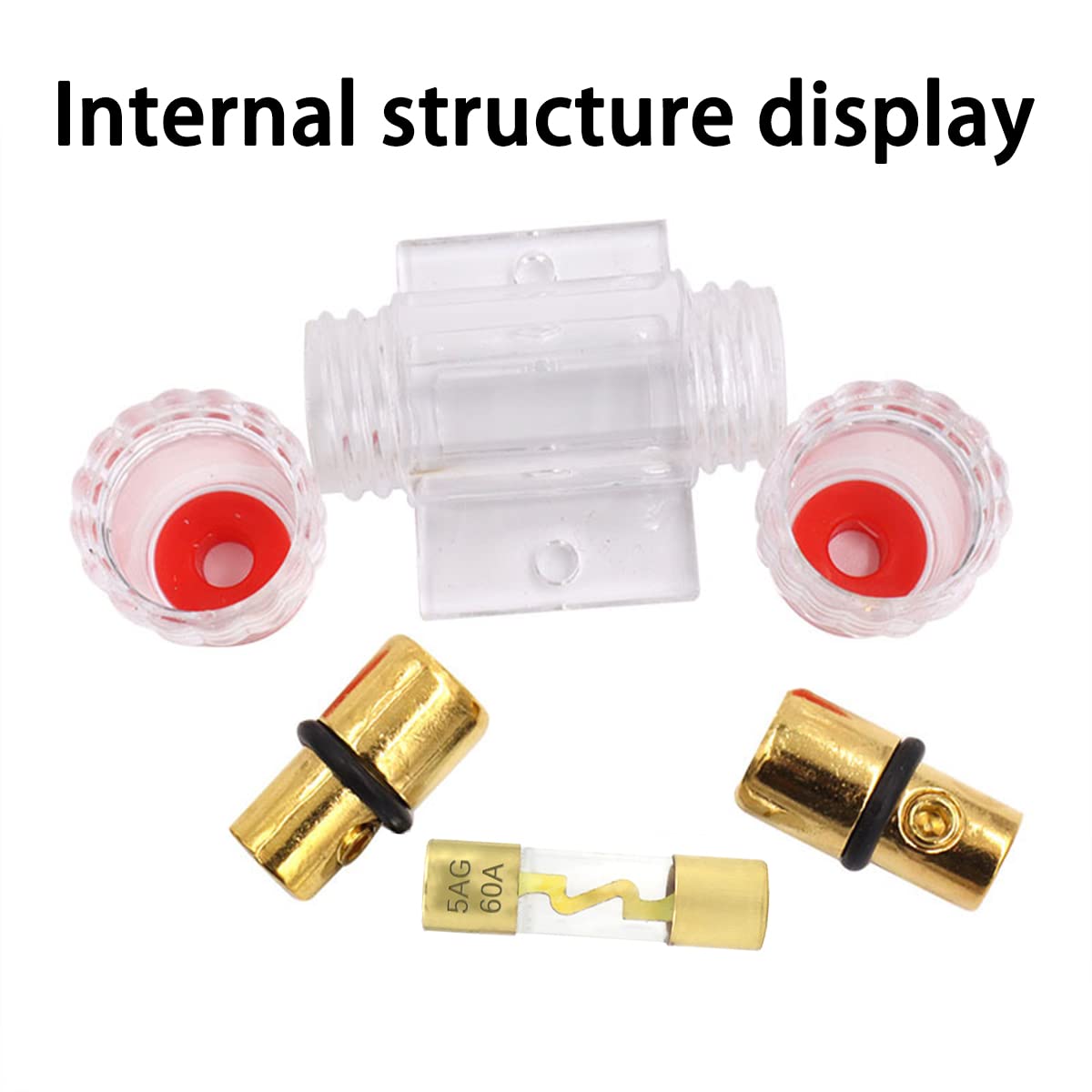 OIIKI 4-8 Gauge AWG In-line AGU Fuse Holder With 2 PCS 60A