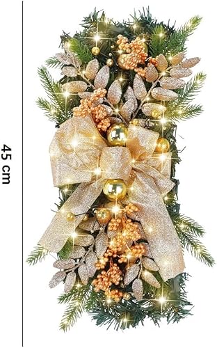 Miniatura 9 de Borde de lágrima artificial de Navidad, festones de Navidad de gran tamaño, decoración de escalera de Navidad con luces LED, para decoración del