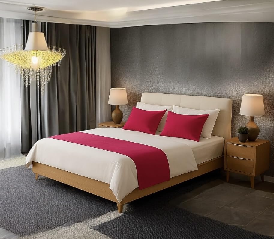 Velvet Bed Runner Bed Scarf Handmade Reversible Perfect For Home and Hotel. (Hot Pink, King 48 x 250cm (18" x 98"))