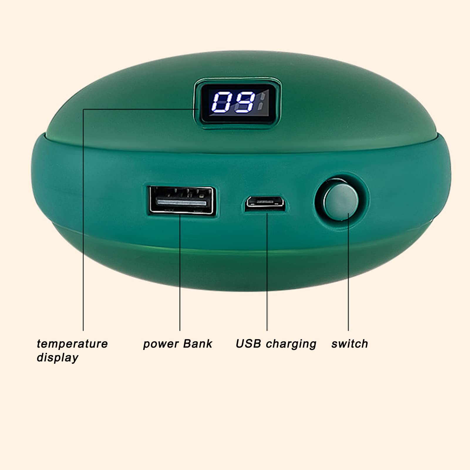 Ogrzewacze do rąk akumulator elektryczny poręczny ogrzewacz Usb akumulatorowy ogrzewacz do rąk 2 w 1 Mini ogrzewacz do rąk 10000 mah ogrzewacz do rąk zimowe narzędzia grzewcze(green)