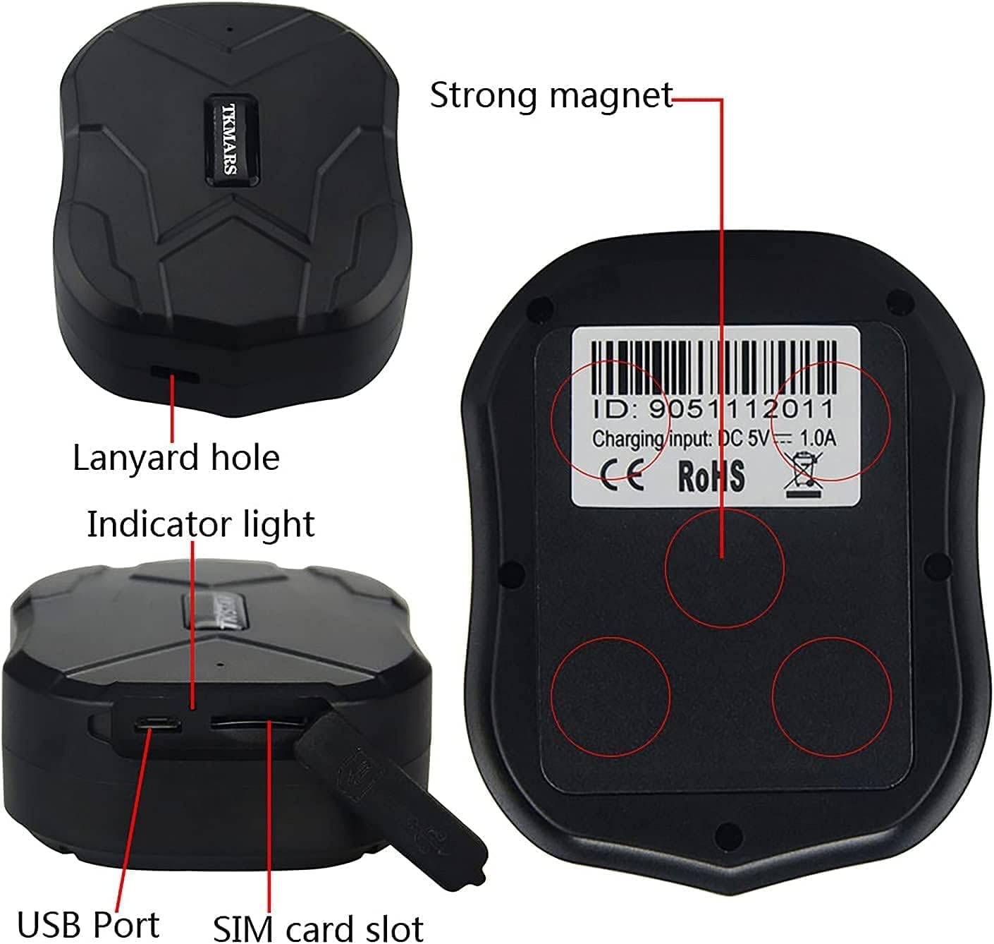 TKMARS 4G TK905B Traceur GPS Voiture sans Abonnement 10000mAh, Aimant Puissant Étanche Anti-Perte, Ultra-Longue Veille, Localisation en Temps Réel, pour Voiture/Moto/Bateau