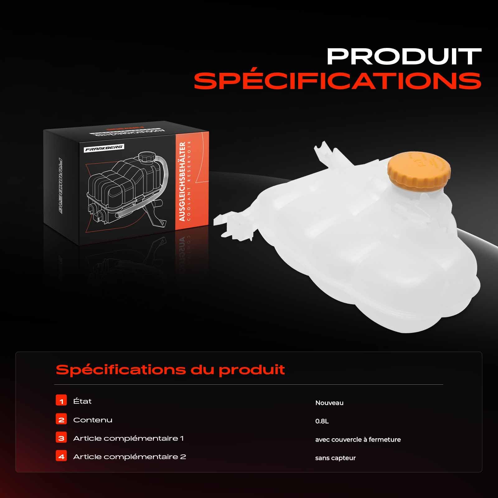 Frankberg Vase d'expansion du liquide de refroidissement, réservoir de | Compatible avec: Meriva X03