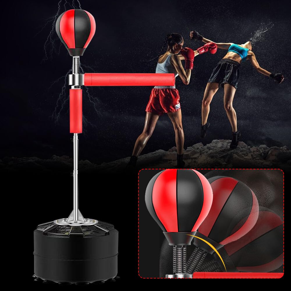 Set da Boxe Regolabile per Adulti - Allenamento Standing Punch Con Guantoni, Punching Ball, Supporto - Altezza Regolabile 120-190 cm