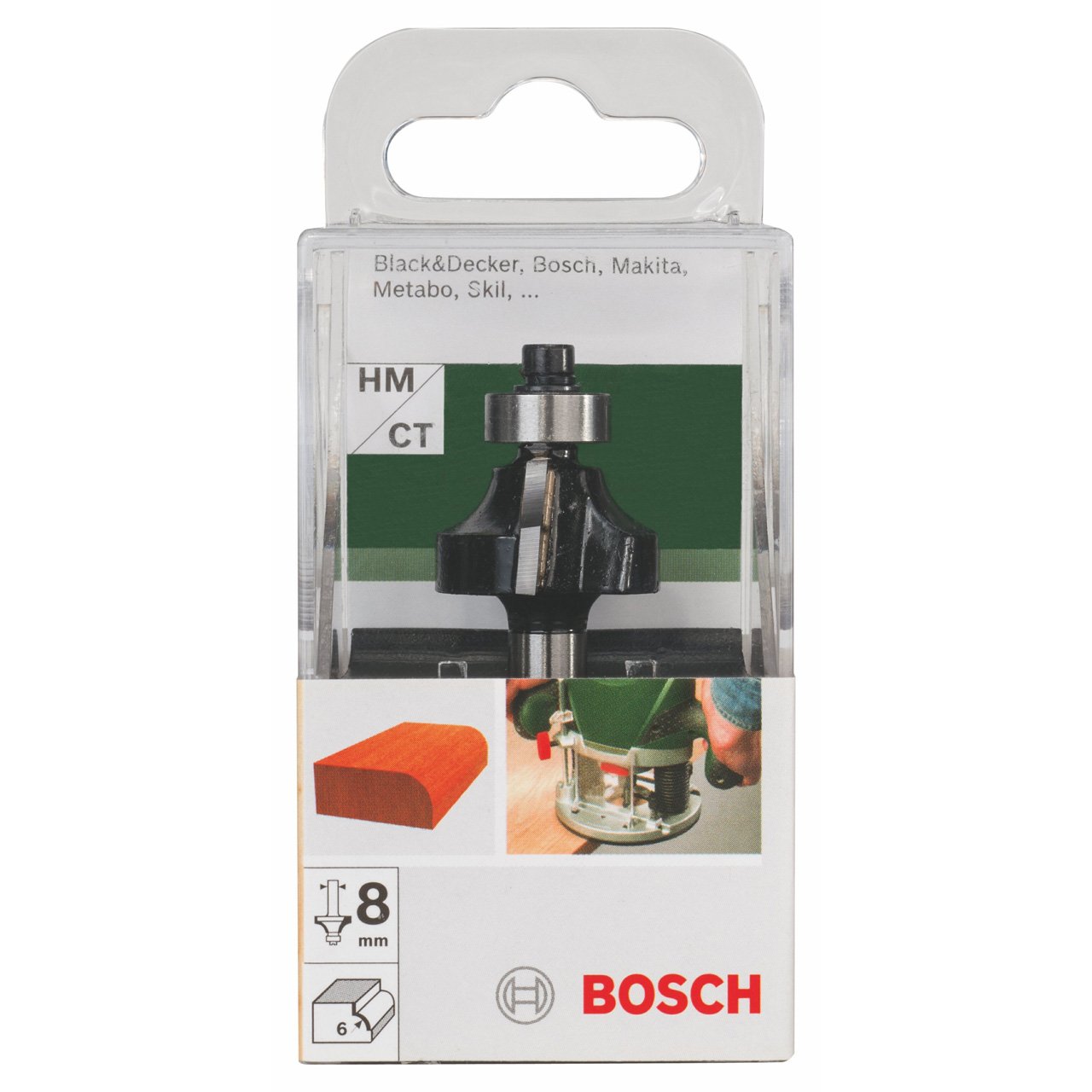 Bosch 2609256603 DIY Abrundfräser zweischneidig, HartMetall, 6mm, 8 mm, Anlaufkugel (1)