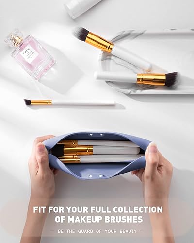 Miniatura 2 de CORNERIA Estuche de brochas de maquillaje de viaje con cierre de imanes, soporte portátil para brochas de maquillaje, organizador de brochas de