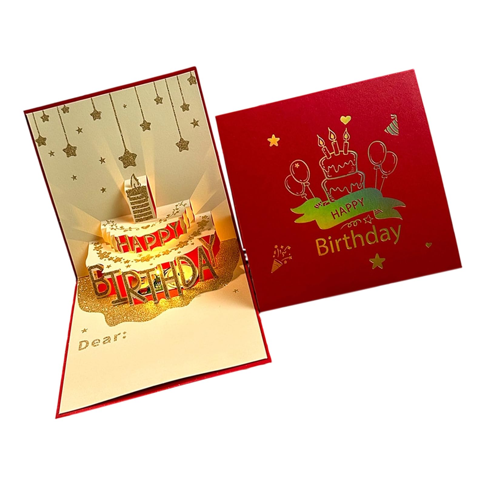 Tsophreniq 3D Popup Birthday Card with Music and Lights Foldable Greeting with Envelope Gift Postcard for Family Birthday Popup