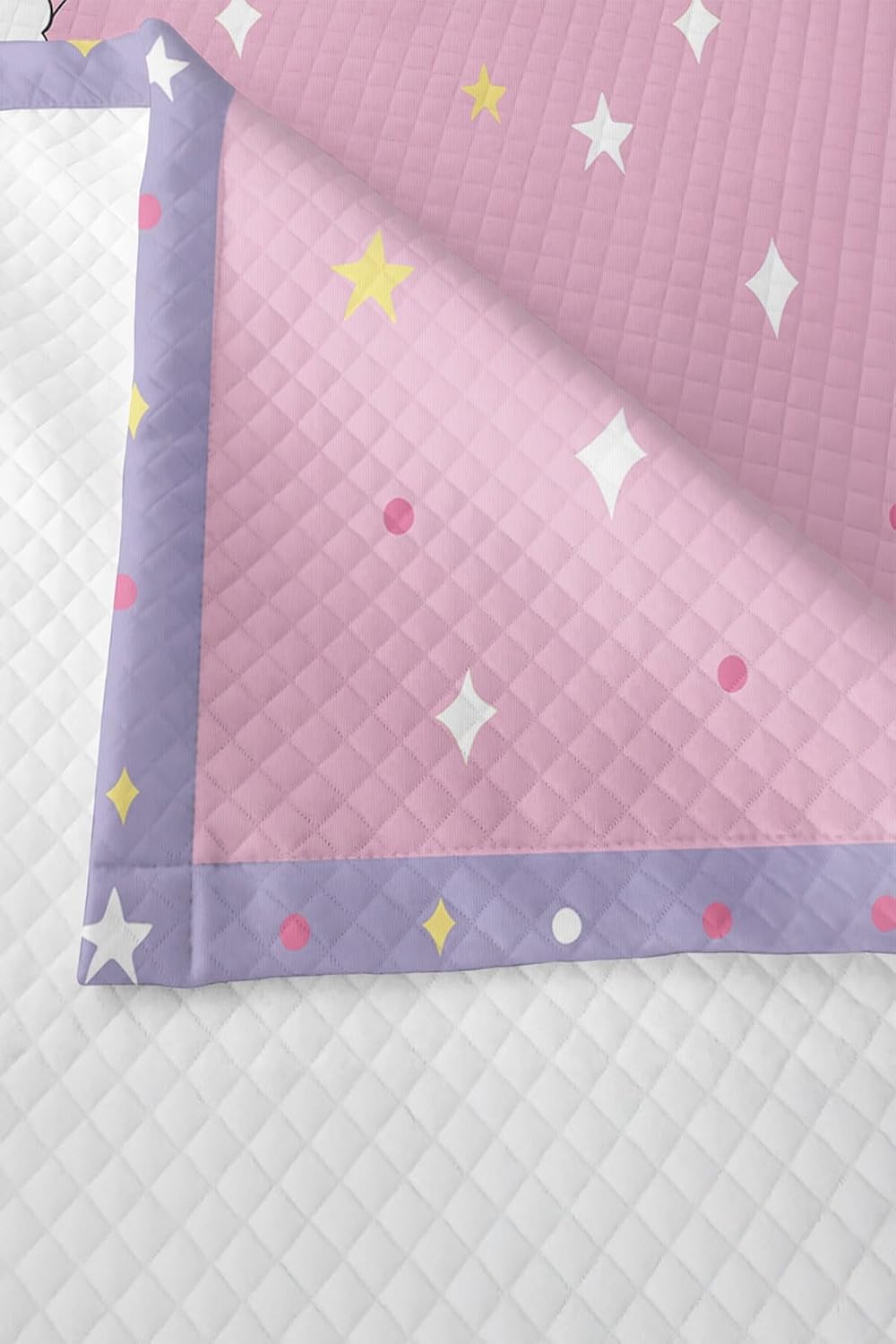 SODEF Bedding Set Twin Size Unicorn Pattern Pink Girls Printed Quilt Set Lightweight Soft Cotton Polyester Blend 2 Piece Set for Kids - Multicolor, One Size