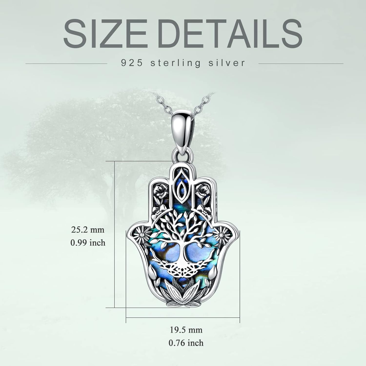 PROESS Hamsa Tree of Life/Viking/Lion/Butterfly/Evil Eye/Yin Yang/Eye of Horus Necklace 925 Sterling Silver Hand of Fatima Pendant Necklace Hamsa Jewelry Gifts for Women Men for Birthday Christmas - Image 5