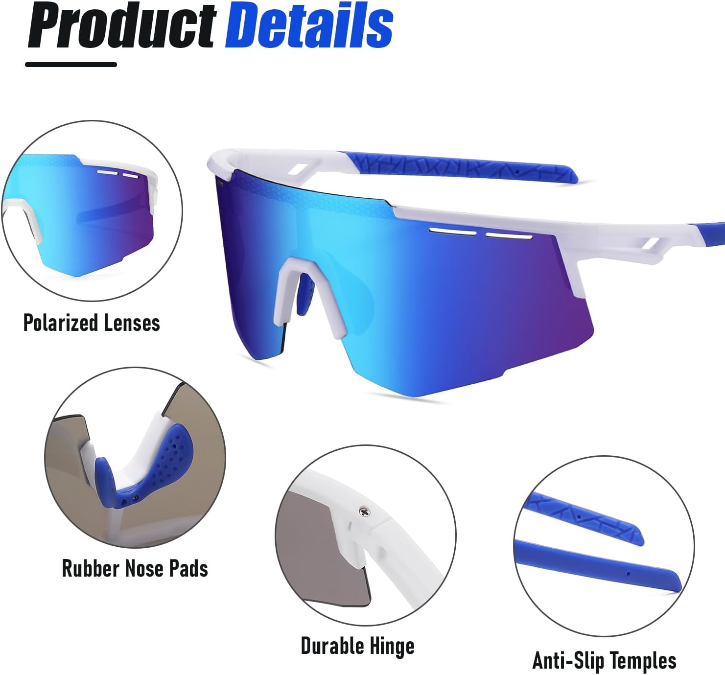 DUCO Sports Sunglasses for Men Polarized UV400 Protection Lightweight Women Cycling Glasses Baseball Running Golf DC0030