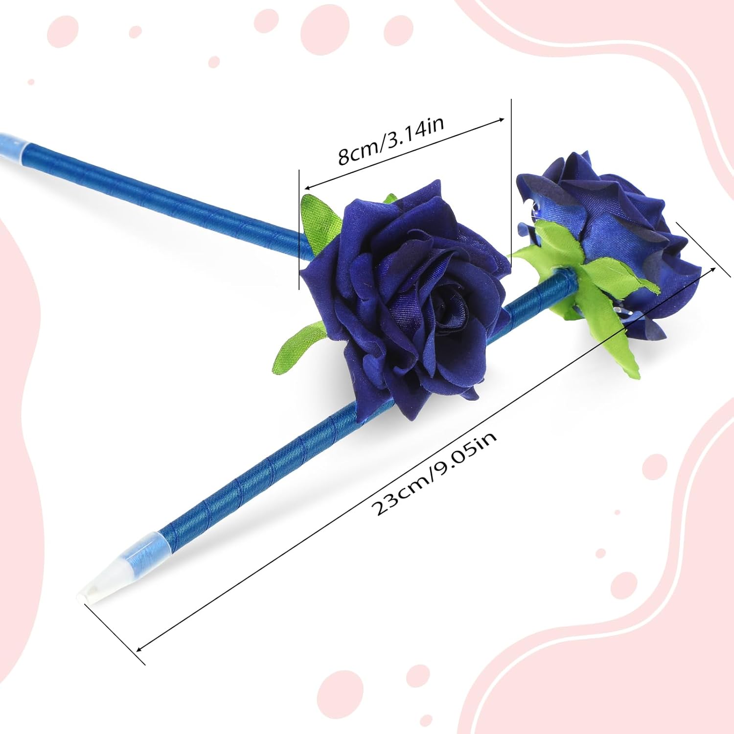 Engrowtic 28 Pcs Gifts for Mother's Day Flower Rose Pens for Mother Grandma Artificial Floral 0.5mm Black Ink Gel Pen for Mothers Day Gifts Wedding Home Office Supplies(Blue)