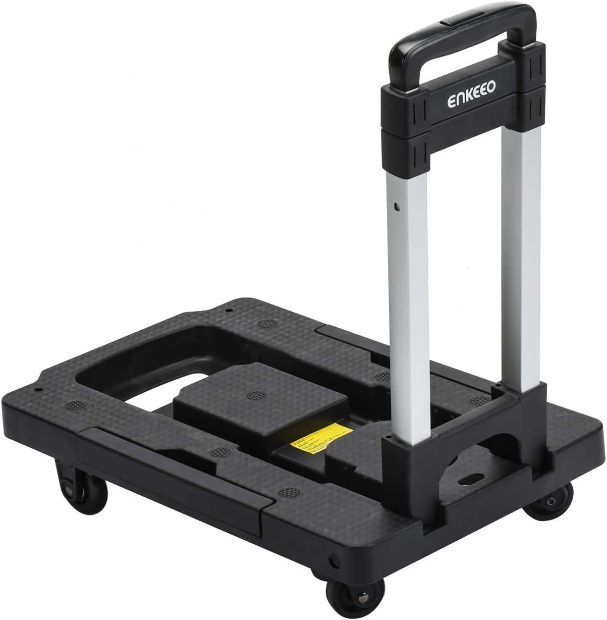 ENKEEO Foldable Hand Truck 300 lbs Capacity - Collapsible 360° Rotating Platform Cart Dolly with Swivel Locked Casters Trolley for Luggage, Travel, Shopping, Auto, Moving and Office Use
