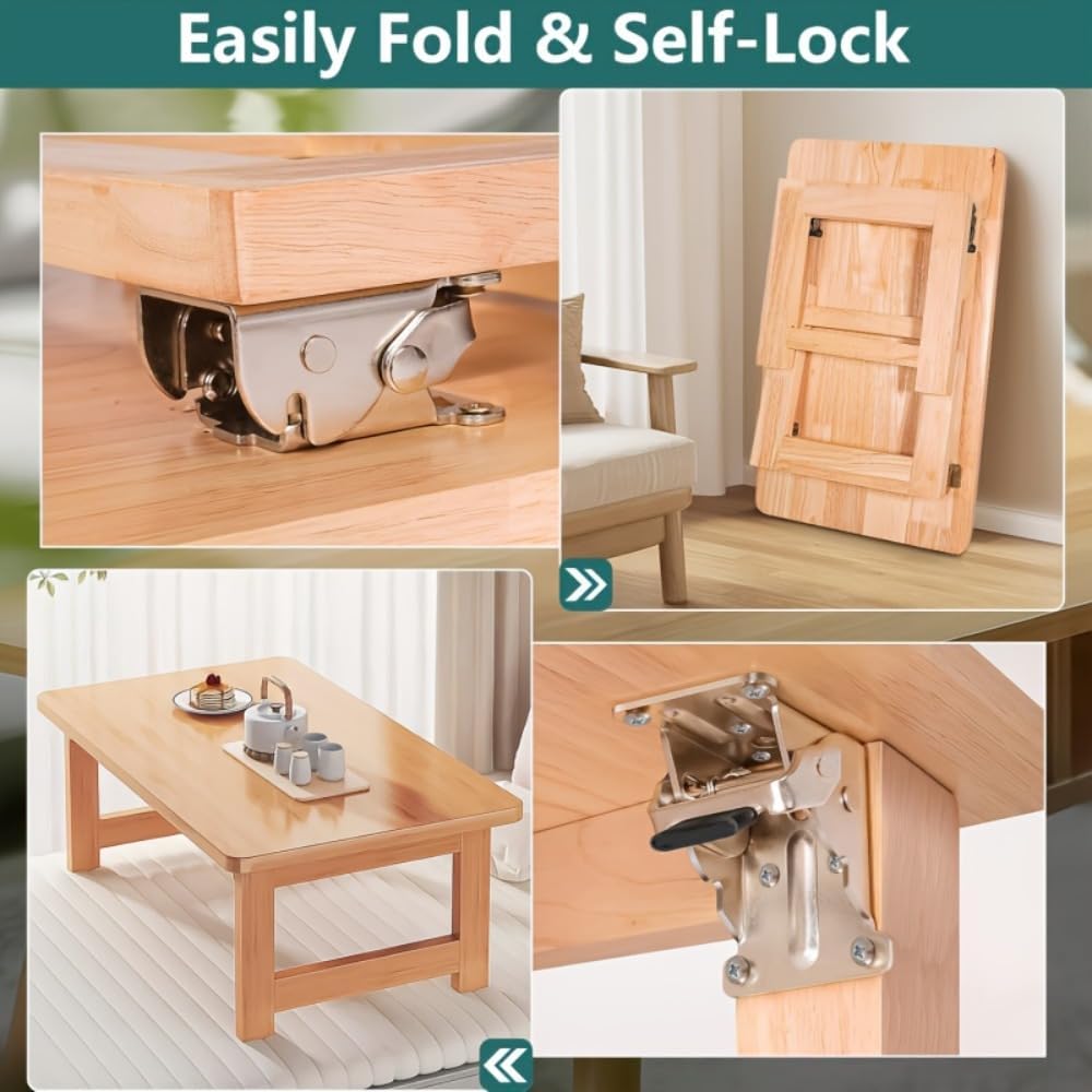 4pcs Heavy-Duty Folding Hinge Brackets,with Self-Locking Function, It Can Be Used Support for Table Chair Legs