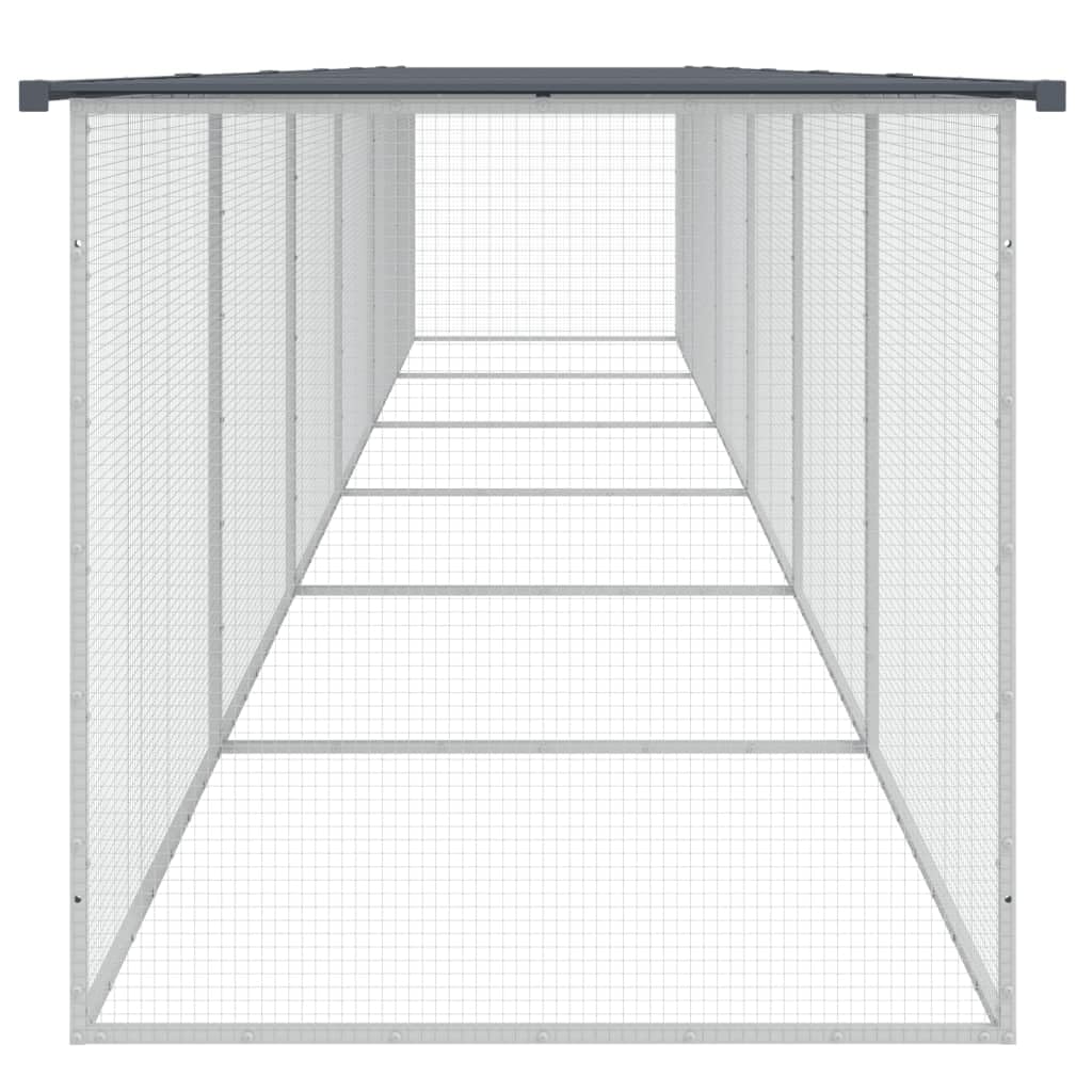 Jaula para pollos con techo antracita, 603 x 98 x 90 cm, acero galvanizado, jaula para gallinas, gallinas, conejos, gansos, palomas y codornices