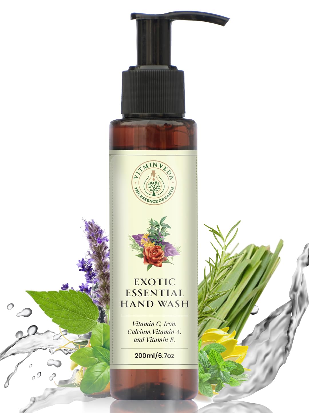Exotic Essentials Hand Wash 200ml - Blend of 8 Essential Oils | Luxury Hand Wash | Fresh, Clean, and Hydrated Hands | Aromatic Cherry Blossom Scent