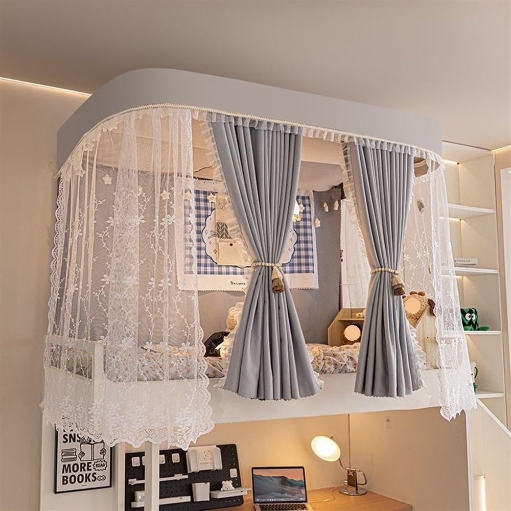Juego de toldo con mosquitera y marco estable para cortinas de litera inferior