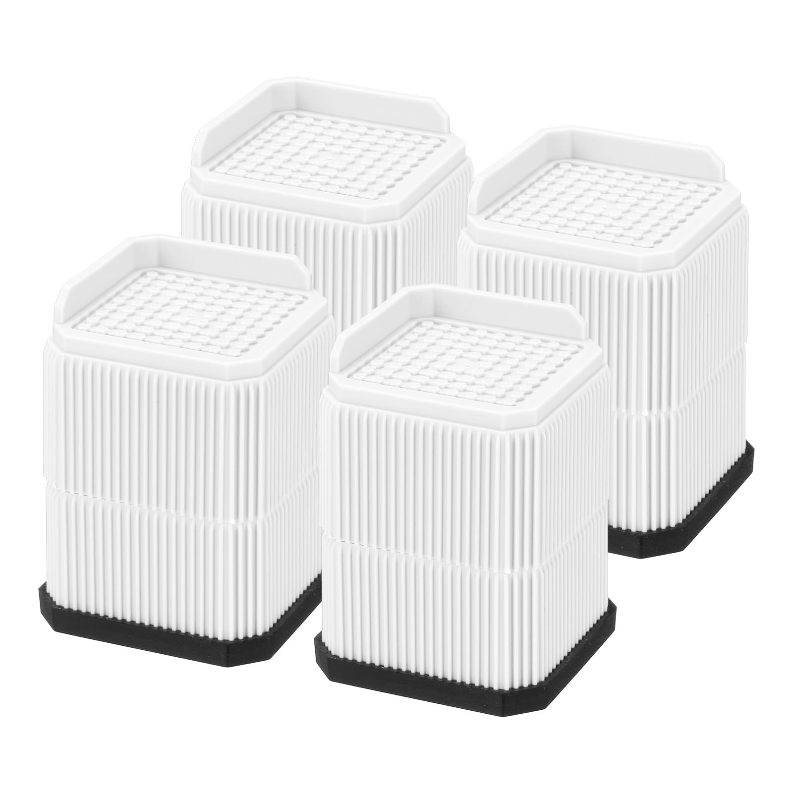 sourcing map Bed Risers, Square Heavy Duty Stackable Lift Block to 2 Inch & 3.7 Inch Plastic Furniture Risers for Desk, Chair, Table, Sofa Legs, Washing Machine, Refrigerator, White