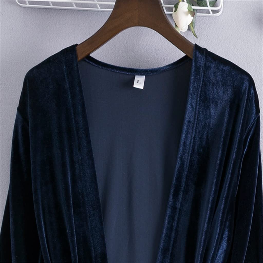 Velvet 2PCS Bridal Wedding Robe Set Autumn And Winter Sexy Backless Halter Top Female Pajamas Bathrobe Robe(L code)