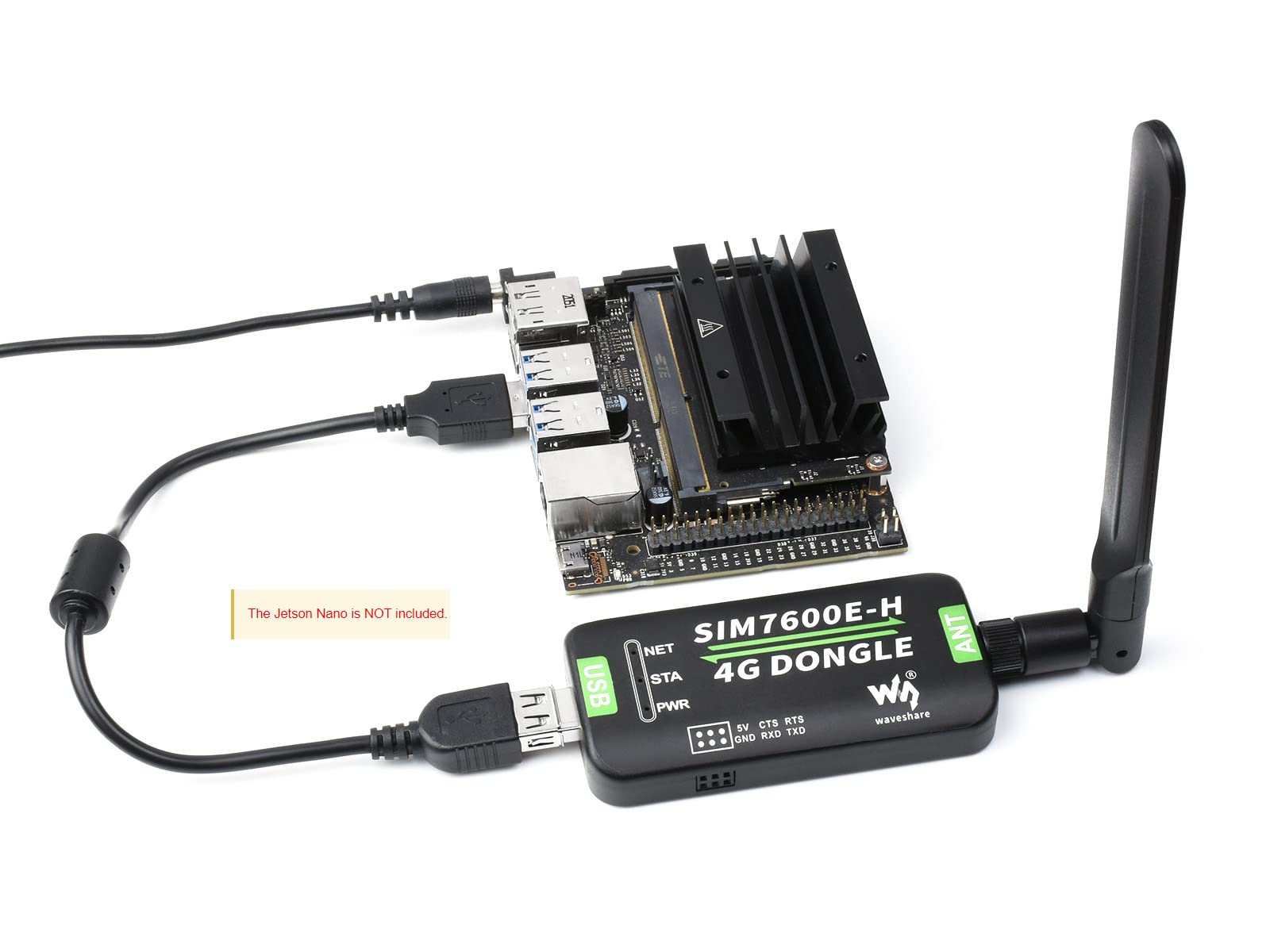 Waveshare SIM7600E-H 4G DONGLE with Antenna for Industrial Grade 4G Communication and GNSS Positioning Peripheral