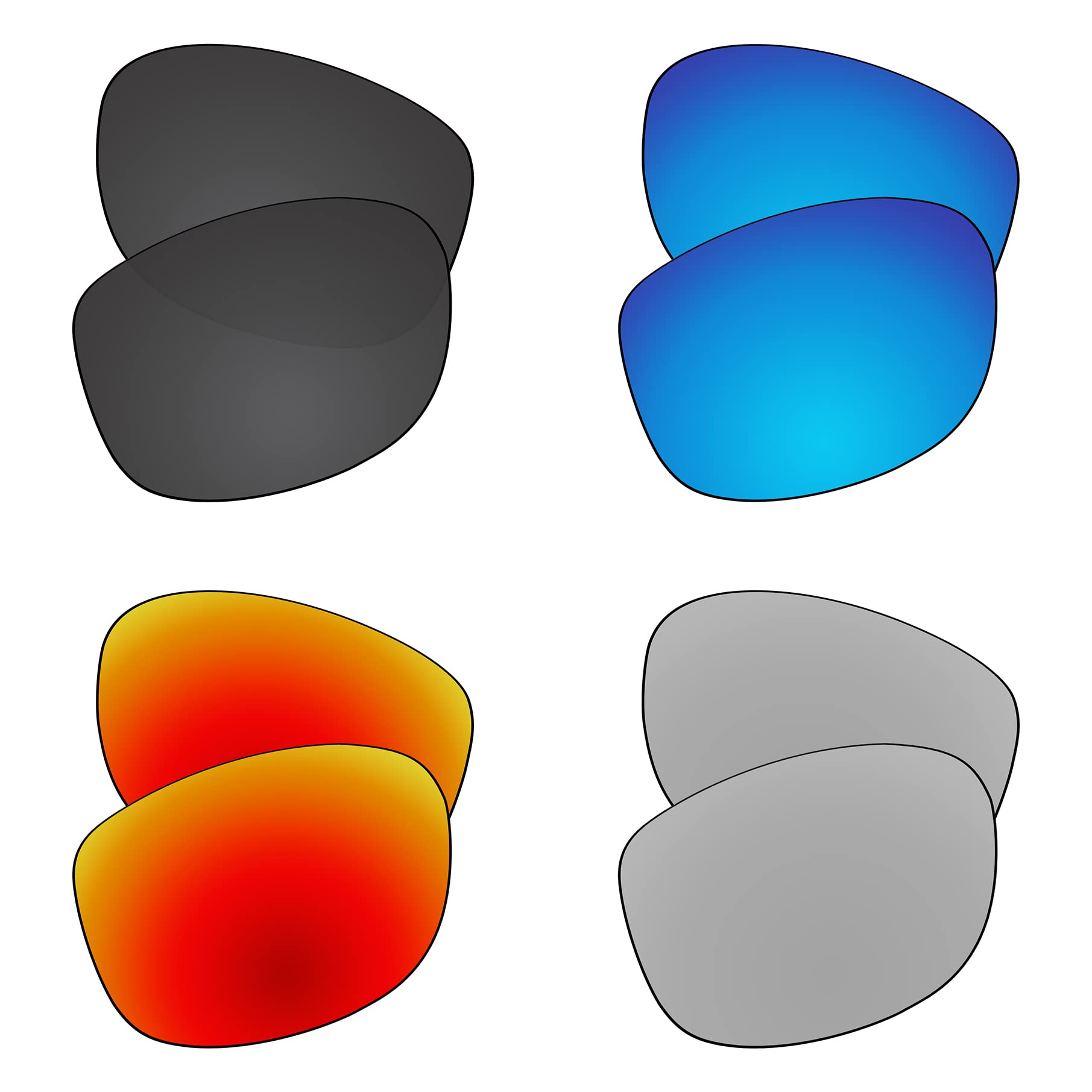 EZReplaceLenses Replacement Compatible with Costa Del Mar Las Olas Sunglasses (Polarized Lenses) - Fits Costa Del Mar Las Olas Frame (Carbon Black+Ice Blue+Fire Red+Metal Silver)