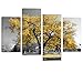 Visual Art Decor Modern Black and White Canvas Wall Art Giclee Prints Autumn Landscape Yellow Tree Wall Decor Art Nature Picture Living Room Decor Art Ready to Hang (Gold Tree)