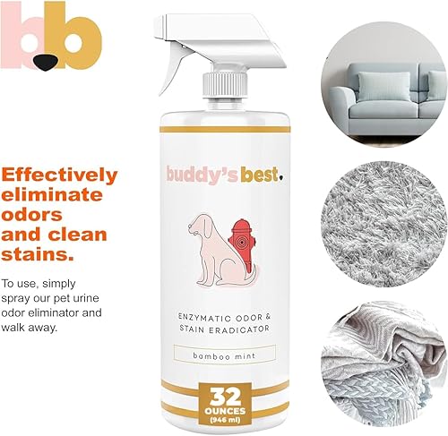 Miniatura 3 de Buddy's Best Eliminador de olores de orina para mascotas y removedor de manchas de mascotas, menta de bambú, removedor enzimático de olor de orina