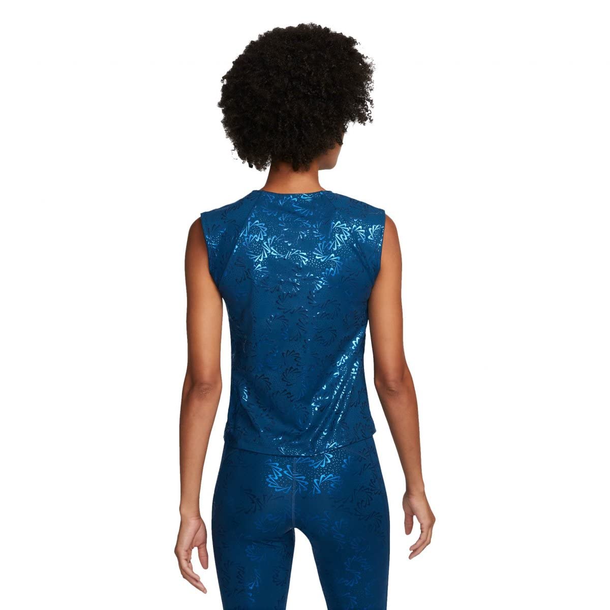 Nike DQ6174-460 W NP DF SS Top Sparkle T-Shirt Donna Blue Taglia S