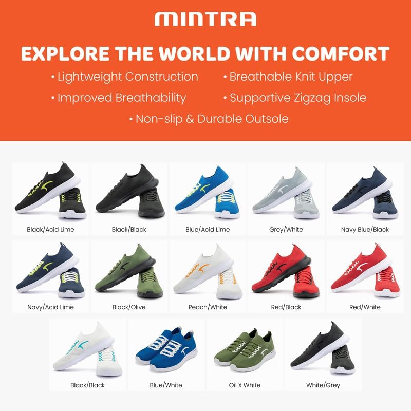 Mintra Sports CAI Wire Sneakers for Men, Laced Slip-On Shoes for Walking, Running, Casual Outings, Travel, Gym, Knitted Upper Lightweight Sneakers, Breathable & Non-Slip, Black/Acid Lime - Image 4