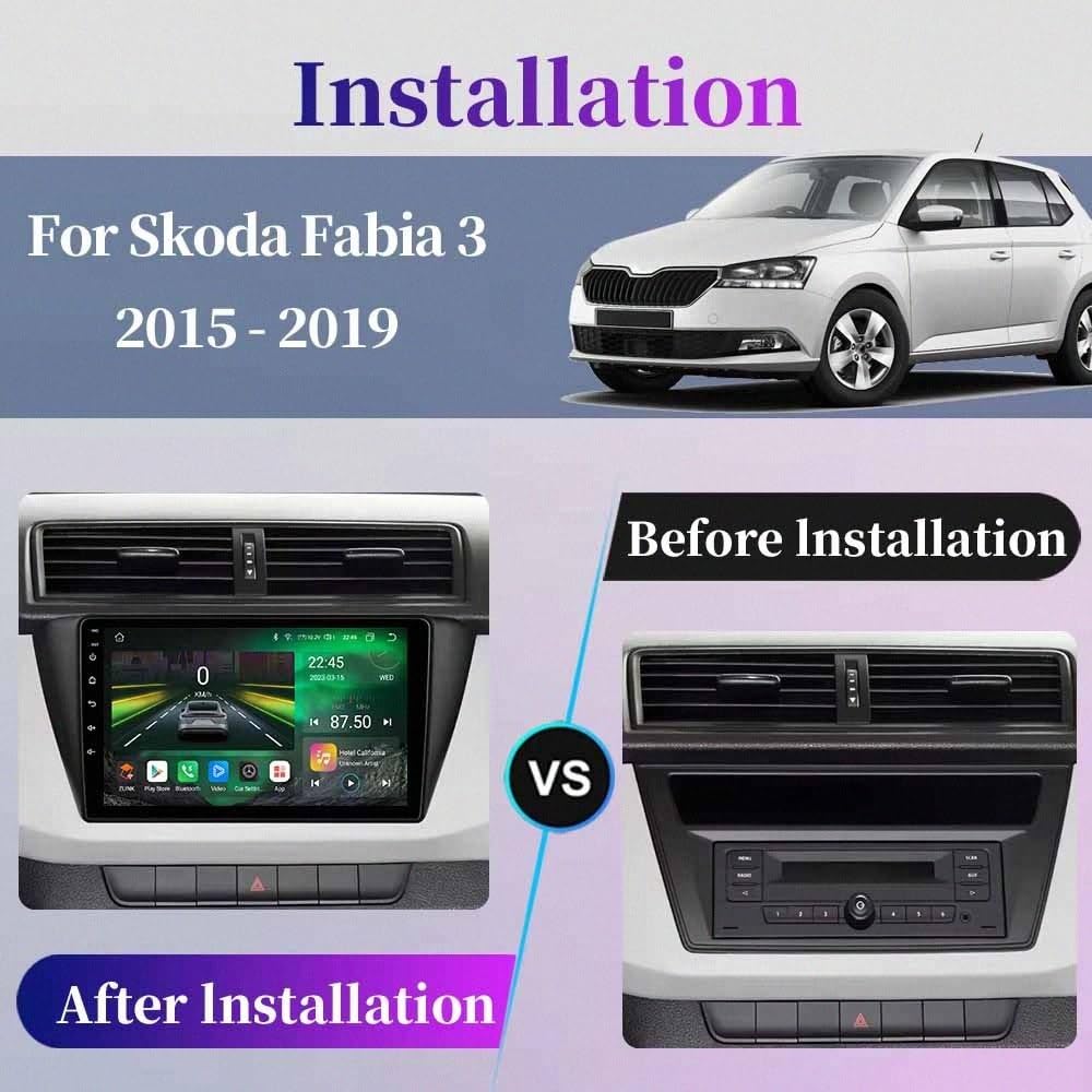 Car Stereo Carplay Radio de Coche para Skoda Fabia 3 III 2015-2019 Soporta Bluetooth, Control Volante, USB, WiFi, 4G, Mirror-Link, GPS Navegador/Radio FM, 4 Nuclear 2G+32G