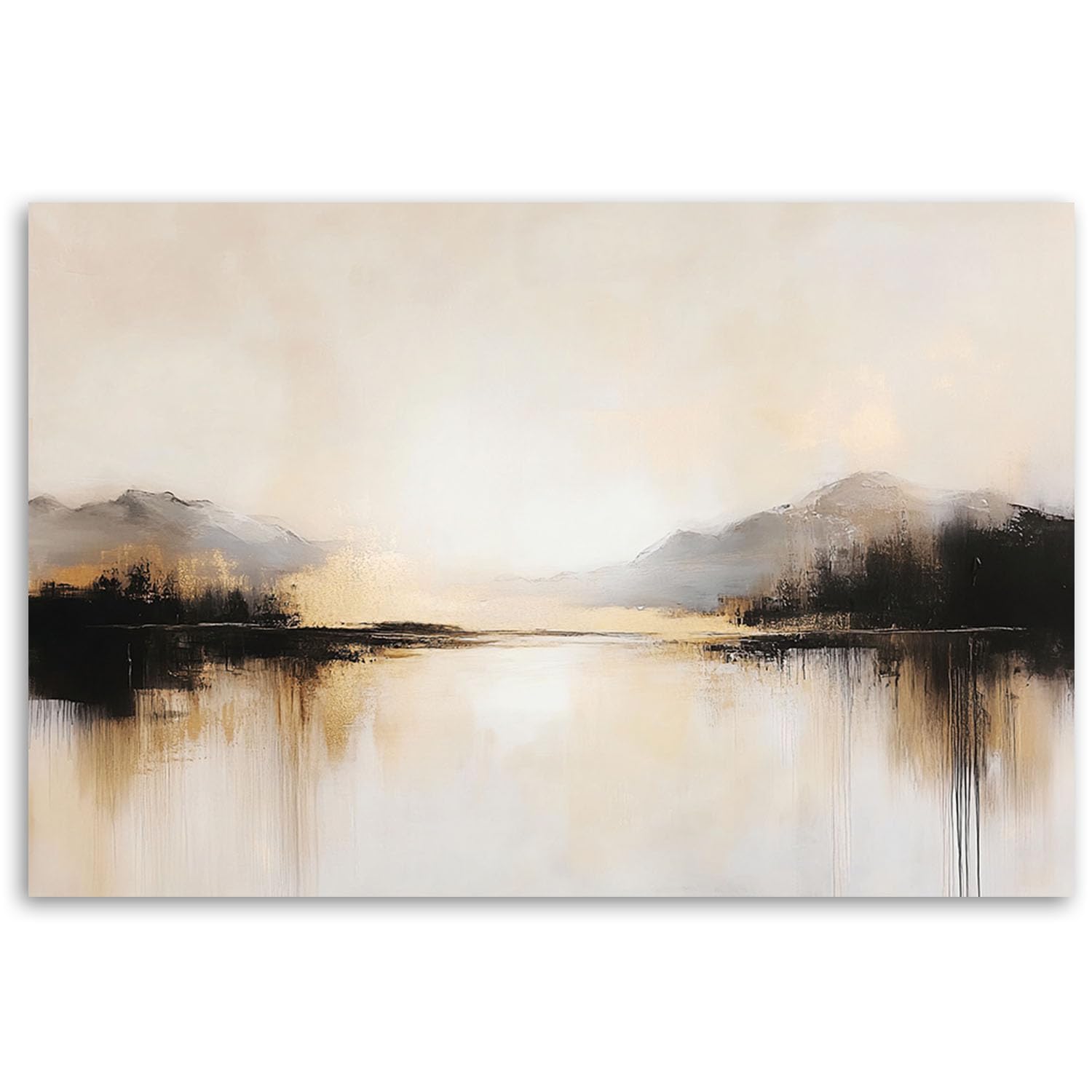 Feeby - Impression sur Toile - Deco Tableau Murale Intissé - Abstrait Beige - 120x80 1partie - Photo Peinture - Pour Chaque Pièce de Votre Appartement