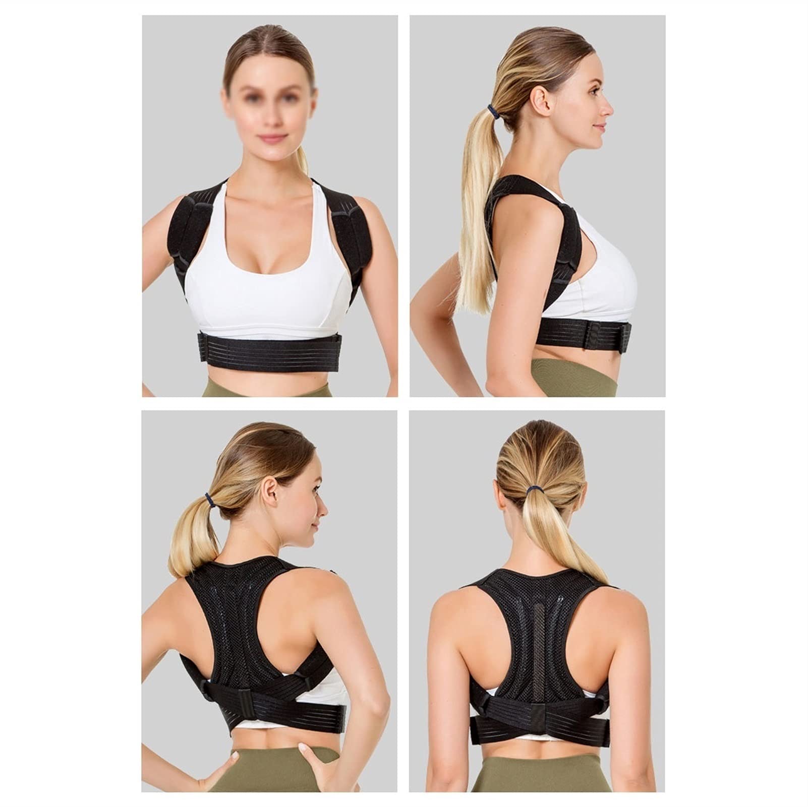 Postura de la Espalda para Hombres y Mujeres, Soporte para la Espalda Completa y cinturón de Soporte para el Cuello con Correas Ajustables, Soporte para la Columna Lumbar de la Espalda y los Hombros