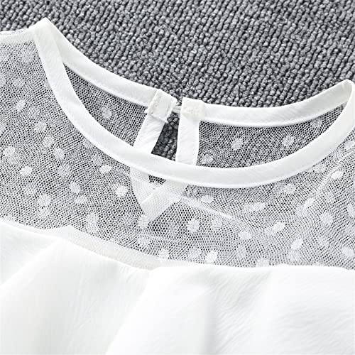 Blusa de malha lisa com laço de manga comprida com babados e laço para crianças pequenas e meninas c