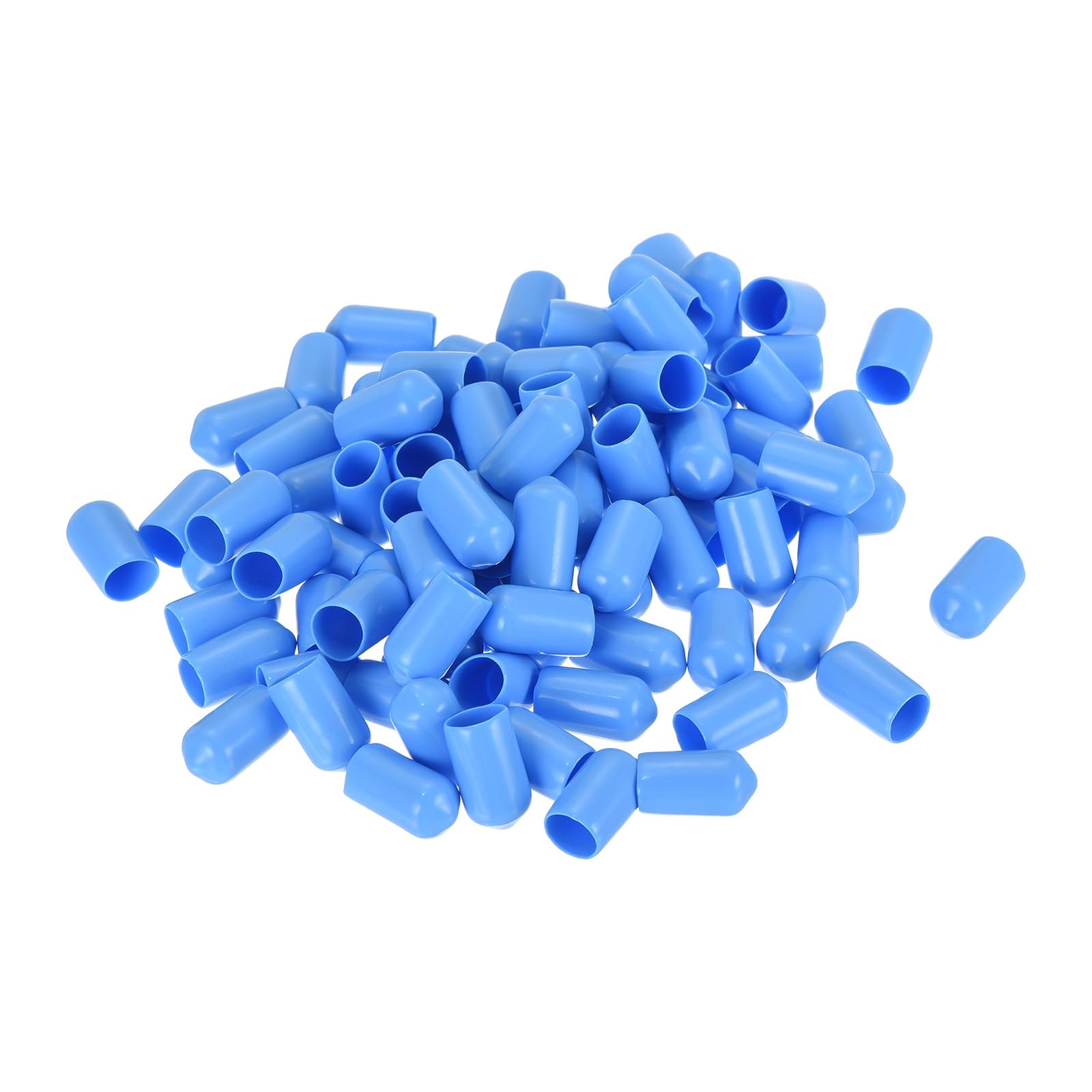 uxcell 100pcs Rubber End Caps 8mm ID Vinyl Round Tube Bolt Cap Cover Screw Thread Protectors Light Blue