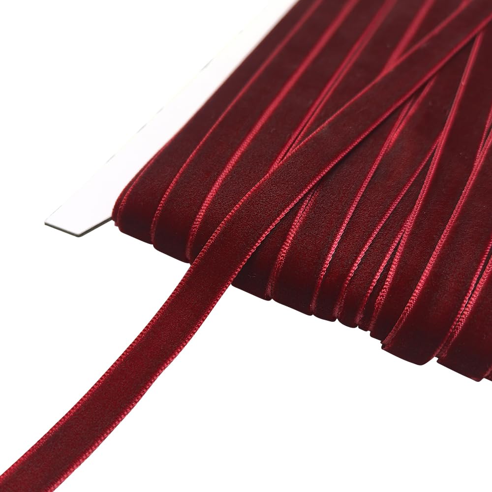 Chenkou Craft - Dark Red Velvet Ribbon 25 Yards, 3/8 Inches, Bulk Lot (Dark Red, 10mm) โ image 1