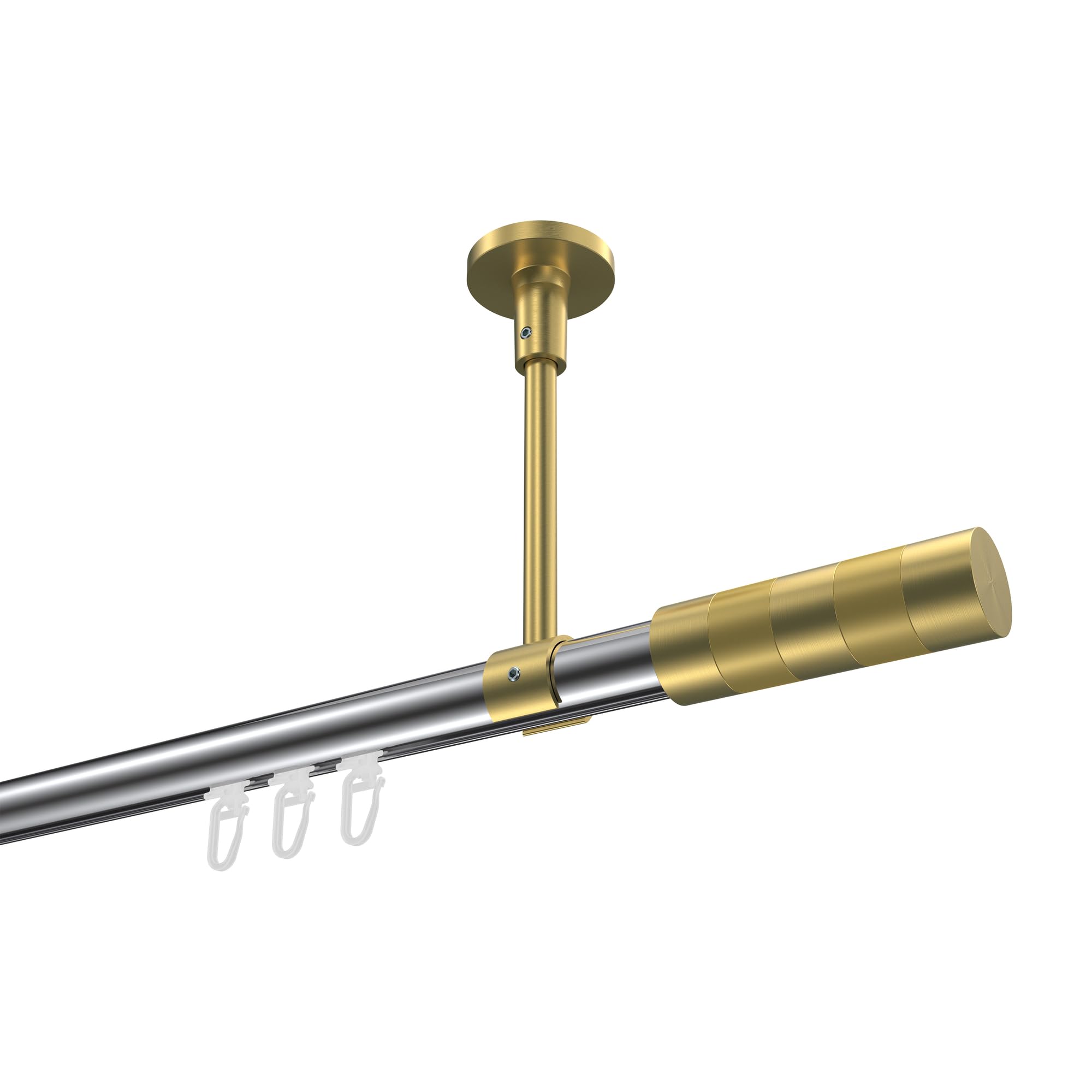 INTERDECO Innenlaufstange 20 mm 1-läufig Chrom/Messing-Optik 200 cm