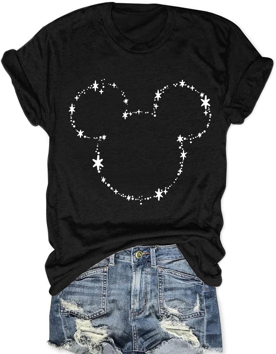 Women Magic Kingdom Castle Shirt Vintage Flower T Shirt Funny Boho Graphic Tees Short Sleeve Summer Tops