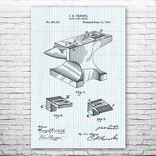 Patent Earth Blacksmith Anvil Poster Print, Blacksmith Gift, Metal Working Art, Iron Worker, Jeweler Gifts, Shop Teacher, Silversmith