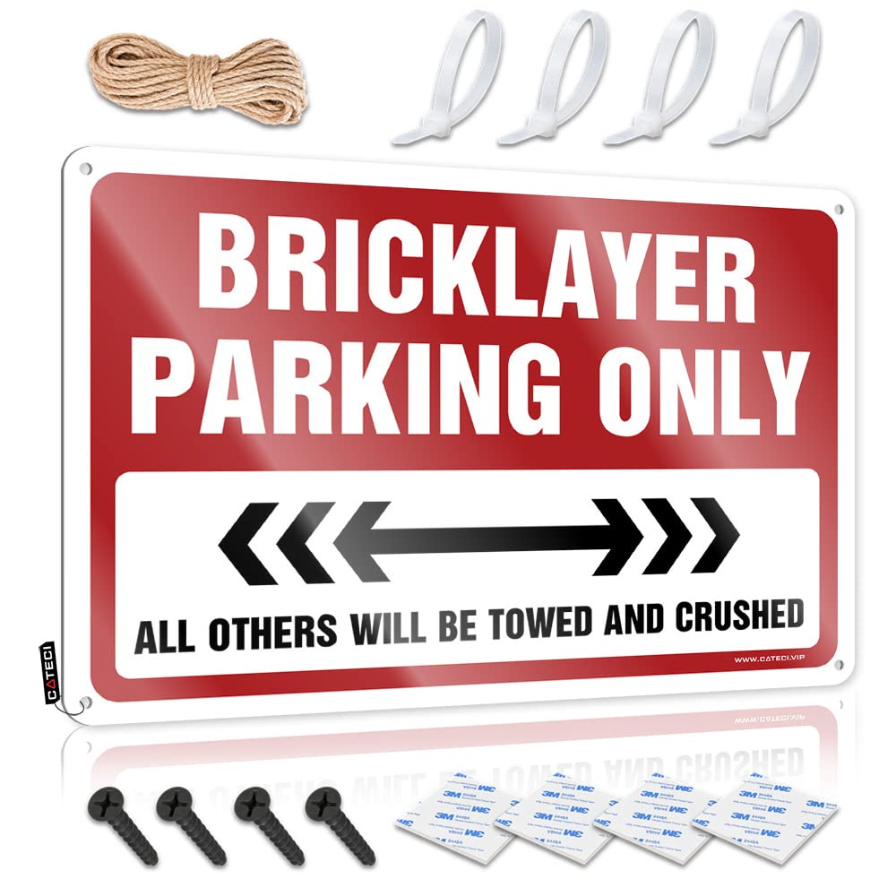 KRAZMURONGD Office Sign For Door Wood Bricklayer Parking Only Tin Sign Entryway Decor Bathroom Wall Art(20X30CM)