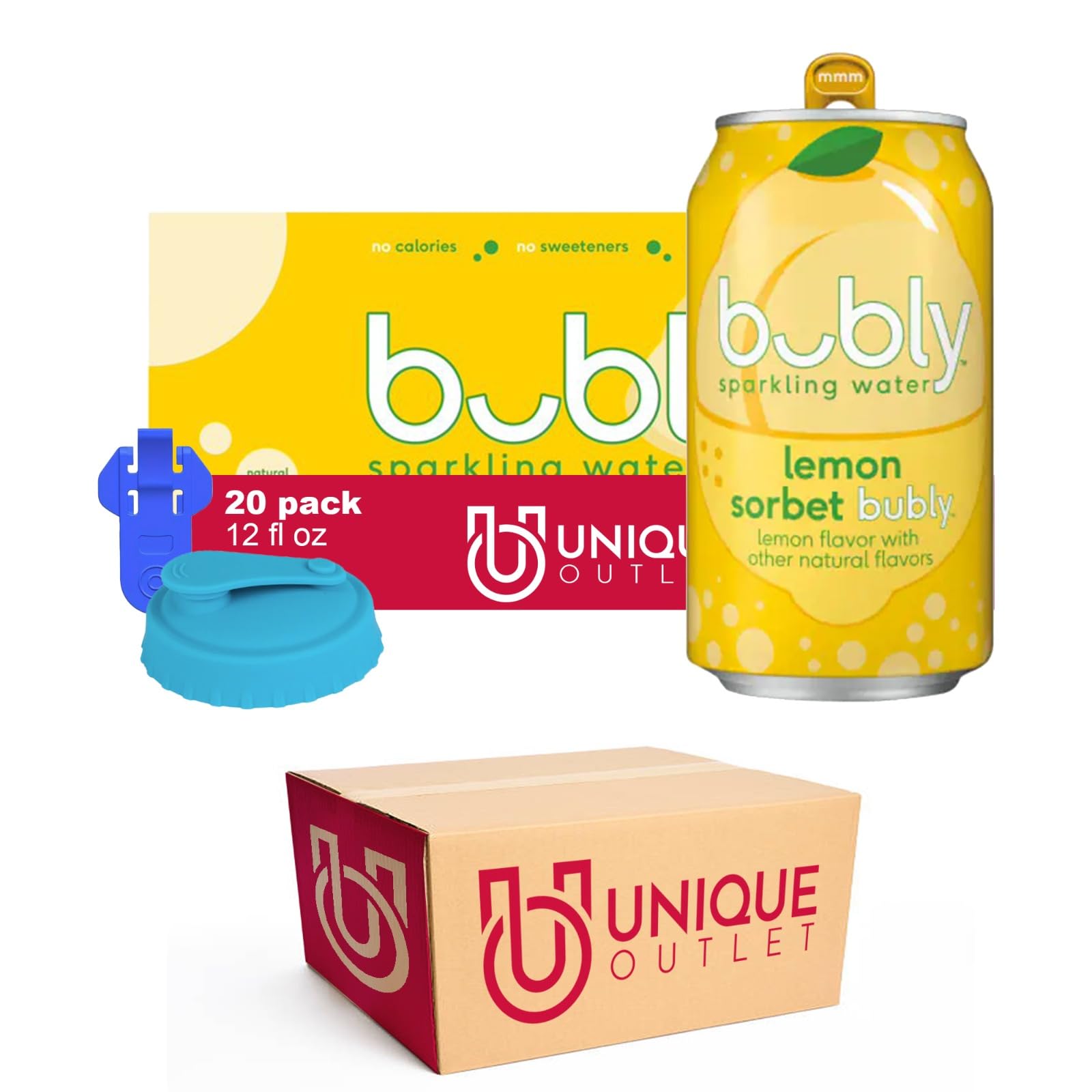 Bubly 20-Pack of Lemon Sorbet Flavored Sparkling Water 12 fl oz Can