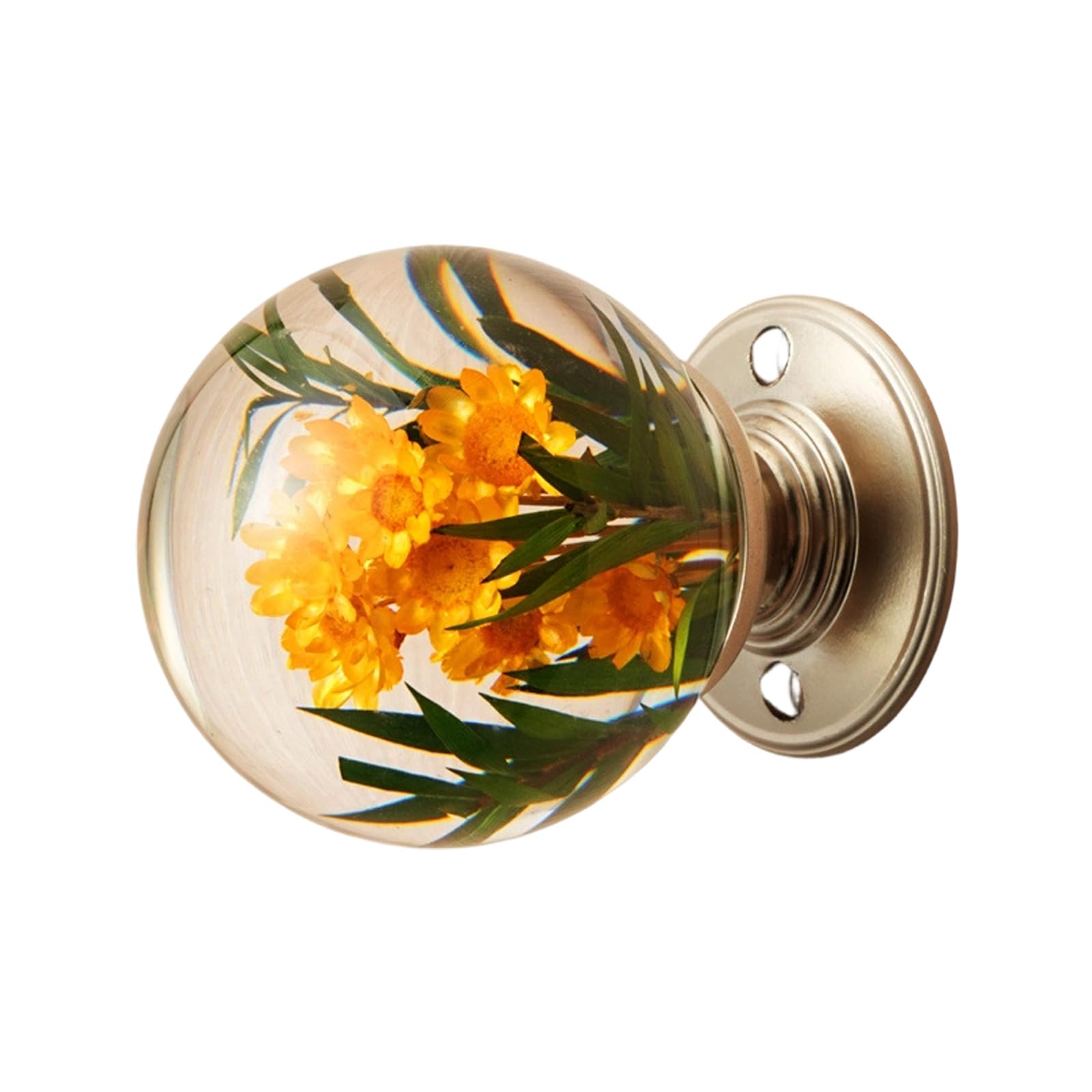 Yanwuwa Citrus Hued Flower Unique Resin Dressers Knob Kitchen Cabinet Door Handle Wardrobe Pulls Crystal Ball Door Knob Furniture Hardware Crystal Ball Shape Wardrobe Handle