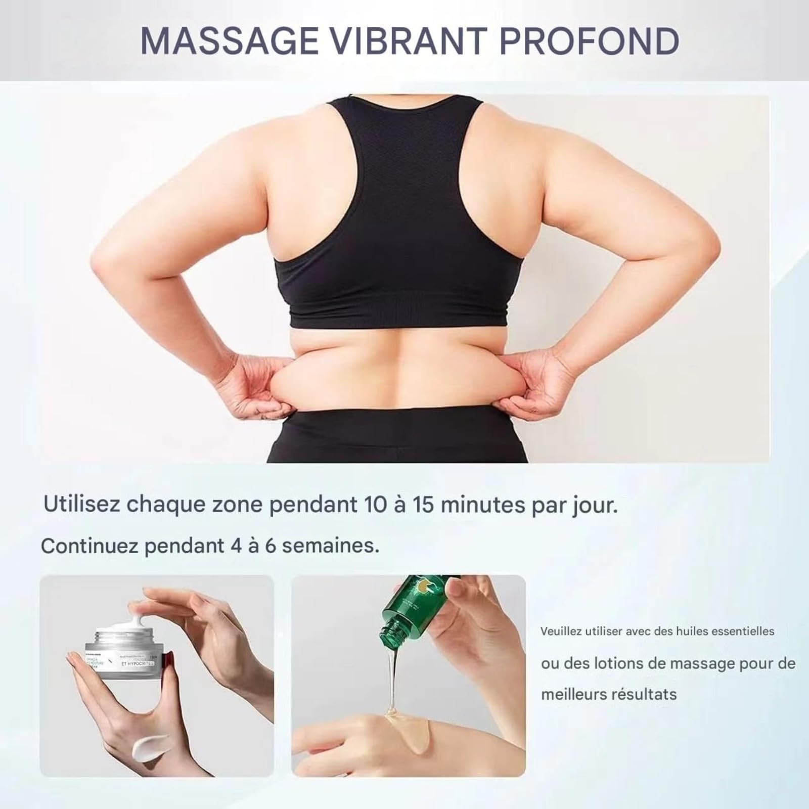 Massage Cellulite Masseur,Vibrapro Anti Cellulite,appareil anti cellulite,Intensité réglable à volonté,3 coussins amovibles en tissu doux pour soulager la fatigue physique et raffermir la silhouette