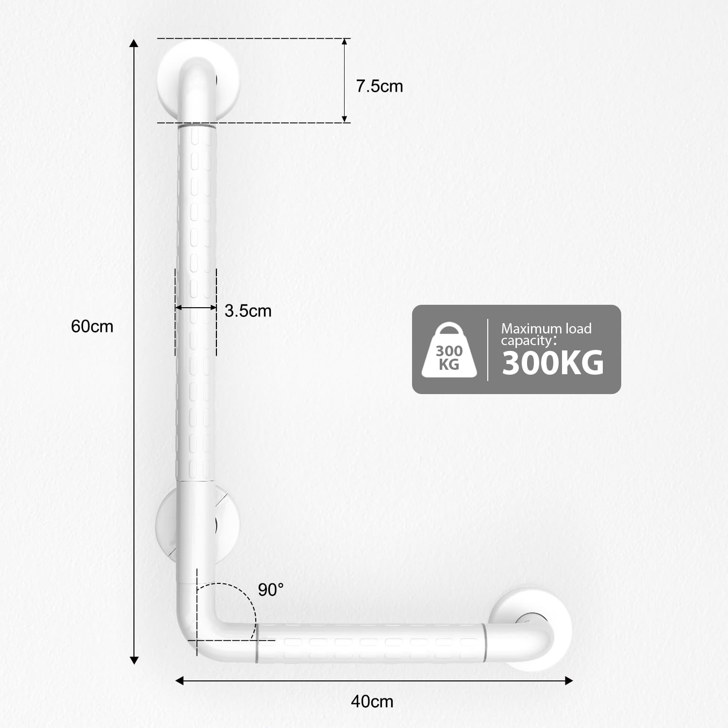 Maniglione Bagno Disabili, Maniglia Doccia Anziani, Maniglione in Acciaio Inox a forma di L, per Anziani e Disabili 40x60cm