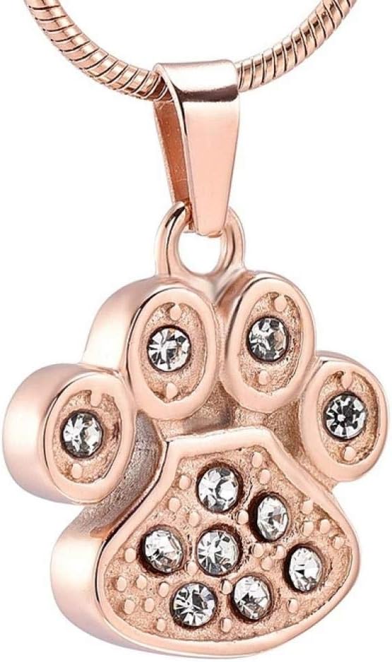 Pet Paw Urn Necklace for Ashes Pet Memorial Jewelry Stainless Steel Ashes Keepsake Memorial Jewelry