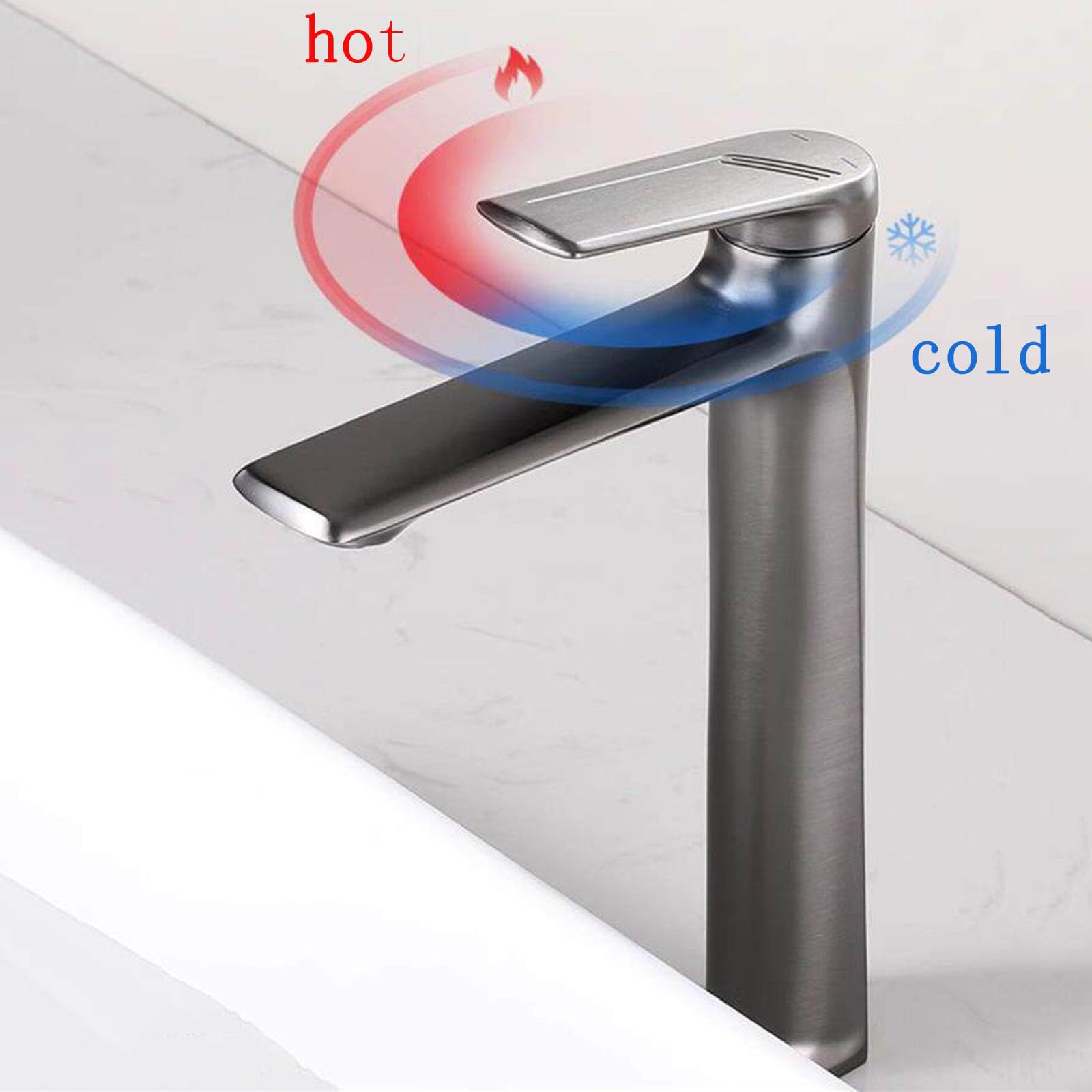 Grifo Baño Moderno Monomando Grifos para Lavabos de Baño Laton agua Caliente y Fria Gris Pistola