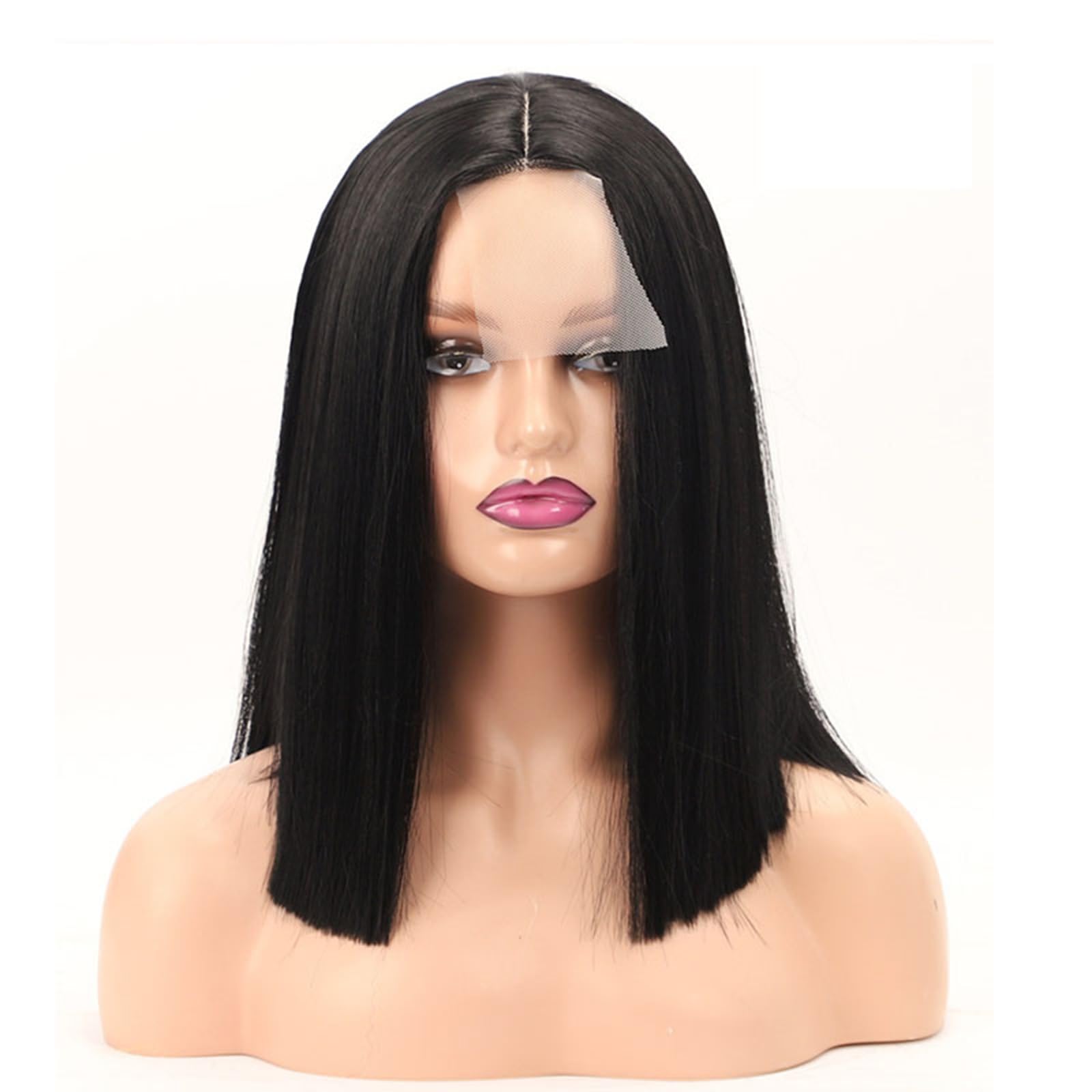 Perruque synthétique courte et lisse noire pas chère pour changer de look - 8
