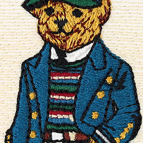 Image of Teddy Bear Sticker Embroidered Patch Teddy in Suit | Children Toys Emblem for All Fabrics | Iron-on Patch for Children Clothes | Repair Clothing Patches | 2.95x2.95 in