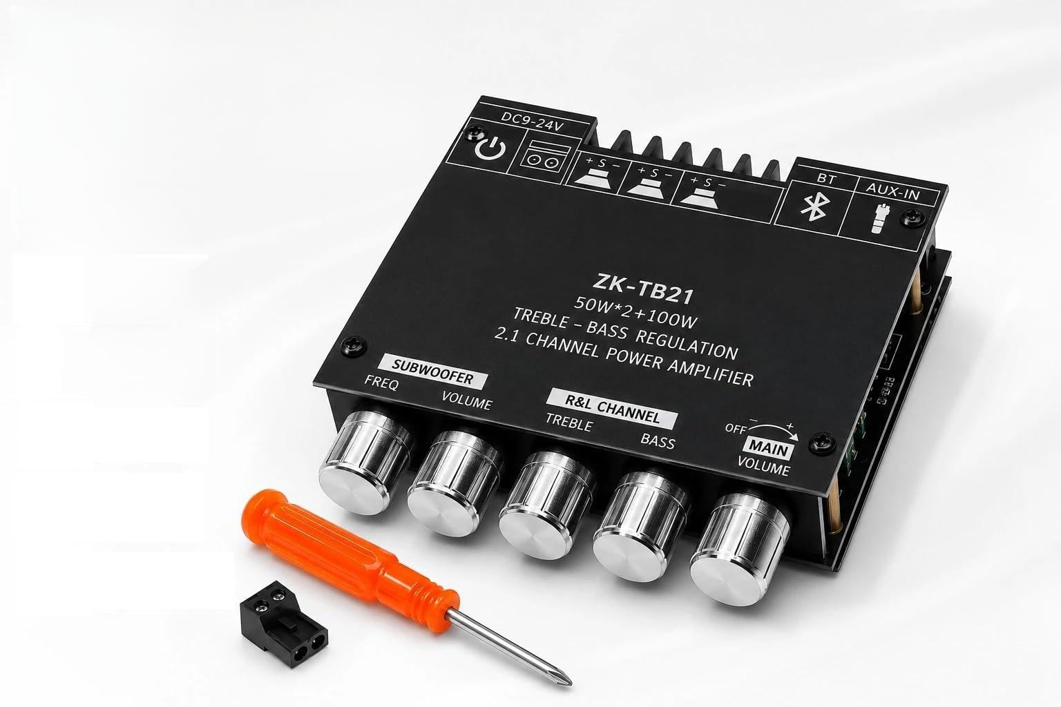 Bluetooth Power Amplifier Board, 50W X 2 + 100W, 2.1 Channel Audio Module With Treble/Bass Control-image-49